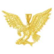 14K Gold Eagle Clutching Fish Pendant