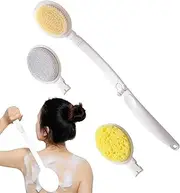 Long Handled Scrub Brush for Shower | Bath Scrubber Portable Cleansing Brush,Ergonomic Cleaning Tools Back Lotion Applicator for Home Hotel Travel