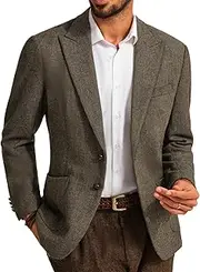 [PJ PAUL JONES] Men's Sporty Regular Fit Wool Tweed British Blazer Modern Suit Jacket for Men
