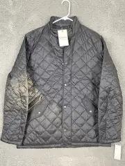 NWT Barbour Men's Black Flyweight Chelsea Quilted Jacket Sz Large Black Red