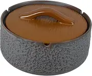 HAWILLOSCH Vintage Chinese Style Ceramic Ashtray with Lid Retro Decorative Smoking Ash Holder for Home Office Decor
