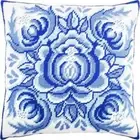 DIY Needlepoint Kit "Gzhel" Tapestry Pillow Cover Printed Canvas