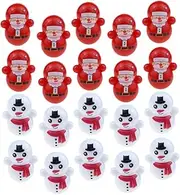 SAFIGLE Cute Mini Tumbler Toys Plastic Snowman Christmas Stocking Stuffer Desktop Decor for Boys and Girls
