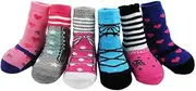 kilofly Non-Skid Baby Girl Shoe Socks, 6 Pairs, for 12-18 Months