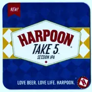 Harpoon Brewery Take 5 Session IPA Beer Coaster Boston MA