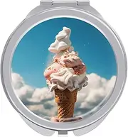 RTSEBVN Travel Makeup Mirror Portable Pocket Mirror Foldable Cloudy Ice Cream Printing Compact Mirror for Women Gifts