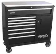 SP Tools SP40118 - Sumo Series Roller Cabinet With Power Tool Cupboard - 9 Drawer - Black/Chrome Handles