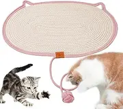 Maciun Cooling Cat Scratcher Mat | Woven Summer Cat Mat Cooling Scratcher | Furniture Protection Puppy Dog Kitty Scratching Mat with Ball for Bedroom, Courtyard