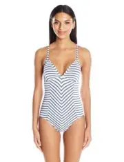 Splendid Women's Chambray All Day Soft Cup One Piece Swimsuit, Blue S