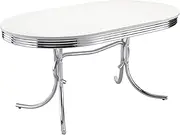 (Blue) - Coaster 50's Retro Nostalgic Style Oval Dining Table, Chrome Plated