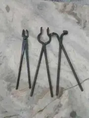 3-Piece Iron Tongs Set Blacksmith Forging, Knife Making, Vise, and Anvil Tools