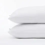 Zippered Pillowcase Protector Hypoallergenic Cooling Knit Fabric 2-Pack White