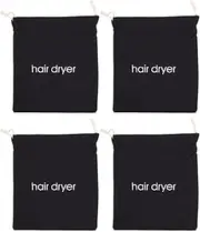 Hair Dryer Bag Set Large Capacity Drawstring Storage Pouch Multi- Bag Travel Supplies 4PCS Black Embroidered for Hair Dryer