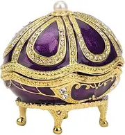[Yivibe] Trinket Box, Hand-Set Rhinestones Hand Painted Enamel No Fading Jewelry Storage Box Southeast Asian Style Exquisite Workmanship Purple Enamel Ornament for Home, Office Decoration, Ring Storage