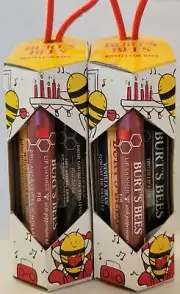 2x Burt's Bees Mistletoe Kiss Red Vanilla Bean Lip Balm 3pc Gift Set Tinted