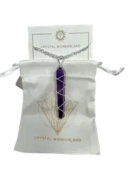 Amethyst Double Pointed Terminated Pendant Necklace Silver