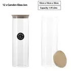 12 x Glass Jar Bamboo Lid Airtight Canister Food Storage Sealed Container 1.95L