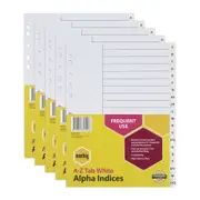 5x Marbig PP A-Z Tab A4 Binder Indices/Dividers Alphabet File Organiser White