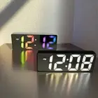 LED Mini Mirror Alarm Clock Electronic Digital Alarm Clock Desk Decorating ❤OF