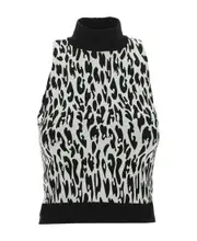 animal print crop top XS,L Black