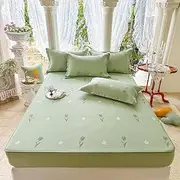 YOUR MOON Cooling Mattress Pad Queen Size for Hot Sleeper, Ultra Cold Tech Fiber Cool Bed Mattress Cover 3 Piece Set, Smooth Noiseless Cooling Mattress Protector, 25-30CM Deep Pocket(Green)