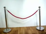 10 Stainless Steel Queue Barrier Bollard Posts & 9 Silky Twist Braided Ropes Pac