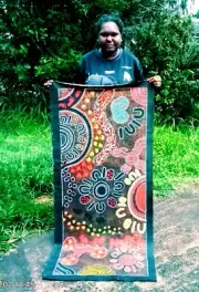SHARON TURNER 150 x 70 cm Original Painting - Aussiepaintings Aboriginal Art