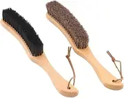 Bepisof Hat brush combination kit - horsehair felt hat and wild boar mane brush, suitable for suits, suede leather, clothes and furniture, beech handle -2 pack