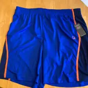 New And1 Mens Basketball/Gym Workout Shorts Small- 3XL Blue W/ Orange Stripe