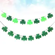 2PCS Shamrock Felt Banner St. Patrick's Day Hanging Flag Bunting Party