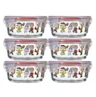 Pyrex Peanuts Snoopy Heat Resistant Glass Airtight Containers ROUND 6P SET 380ml