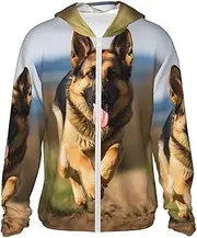 [LHBWCVN] UPF 50+ Light Jacket Full Zip Sun Protection Hoodie for Women Men Long Sleeve Running German Shepherd Dog Sun Shirts
