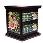 Wooden Drawer Hand Painted Corner Stand with Drawer, Side Table Home Decor