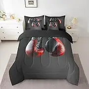 jejeloiu Boxing Comforter Set 7 Pieces Full Size Soft Sports Bedding Set 7 Pieces Full Size Softs Kids Boxing Gloves Bed in A Bag with Sheets, Cushion Covers, Pillow Cases All Season Boys