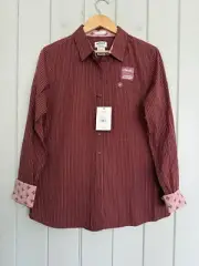 NWT Ariat Women's Kirby Shirt XL Pinstripe Stretch Button Down Fired Brick Red