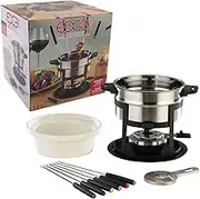 Classic Stainless Steel Fondue 12 Piece Set for Cheese Chocolate Dipping 1.6L