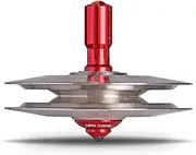 UFO Tops Height 611 | Metal Spinning Top | Raw Stainless Steel UFO with Fireball Red Power Core™