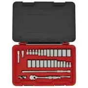 Socket Set 3/8 in Drive Metric SAE 32 Pc 1/4?7/8 in 8?20mm Chrome Tool Kit