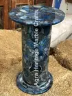 21" Tall Blue Agate Stand Base Round Shape Semi Precious Design Unique Decor