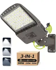 Parking Lot Light 240W/220W/200W Selectable, 38400LM (160LM/W) LED Parking Lo...