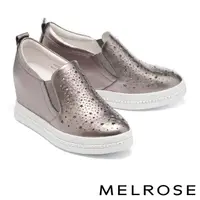 在飛比找momo購物網優惠-【MELROSE】美樂斯 時髦閃鑽鏤空牛皮內增高厚底休閒鞋(