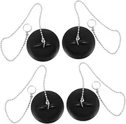 4pcs Sink Drain Bathtub Bathroom Sink Drain Strainer Sealed Water Stoppers Hair Stoppers with Chain