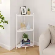 Corner Shelf Stand - 3 Tier Bamboo Small Corner Bookshelf for Office Kitchen Bed