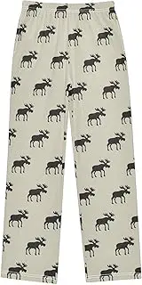 [ZZXXB] Moose Pattern Boys Long Pants Soft Trousers Elastic Waist Kids Lounge Bottoms with Pockets S-XL