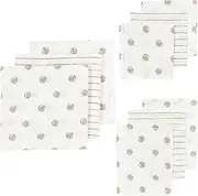 Meyco Baby Dot Stripe Starter Set Muslin Squares, 9 Pieces (Muslin Nappies, Washcloths & Burp Cloths Made of 100% Cotton, Absorbent & Quick Drying, Multifunctional), Sand