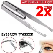 Eyebrow Eyelash Tweezer With Built-In LED Light Hair Removal Makeup Tweezers