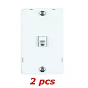 2 PACK - 1-Port Quick Mount RJ11 6P4C Wall Hanging Telephone Phone Plate - White