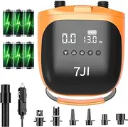 7JI Portable Rechargeable 2 in 1 Electric Sup Pump, 20 PSI with Battery Rechargeable Paddle Board Pump Intelligent Dual Stage Inflation & Deflation, Auto-Off, Inflatable Air Pump DC 12V Car Connector
