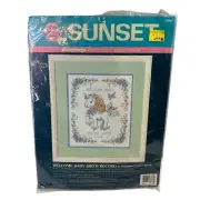 Sunset Cross Stitch 1993 Welcome Baby Birth Record Kit 13060 Teddy Bear Unicorn