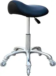 [FRNIAMC] Professional Saddle Stool with Wheels Ergonomic Swivel Height Adjustable for Clinic Dentist Beauty Salon Tattoo Home Office (Black)